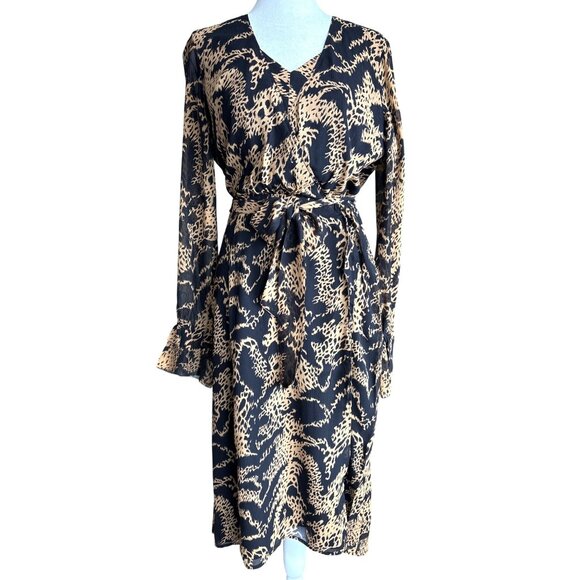 Paige Chamomile Dress‎ Size Small Hyde Black Mixed Tiger Print 100% Silk Lined - Picture 1 of 11